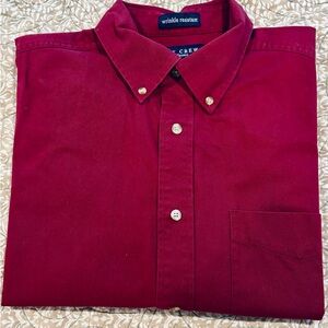 IVY CREW Men's Wrinkle-Resistant Button-Down Shirt in Burgundy Short-Sleeve